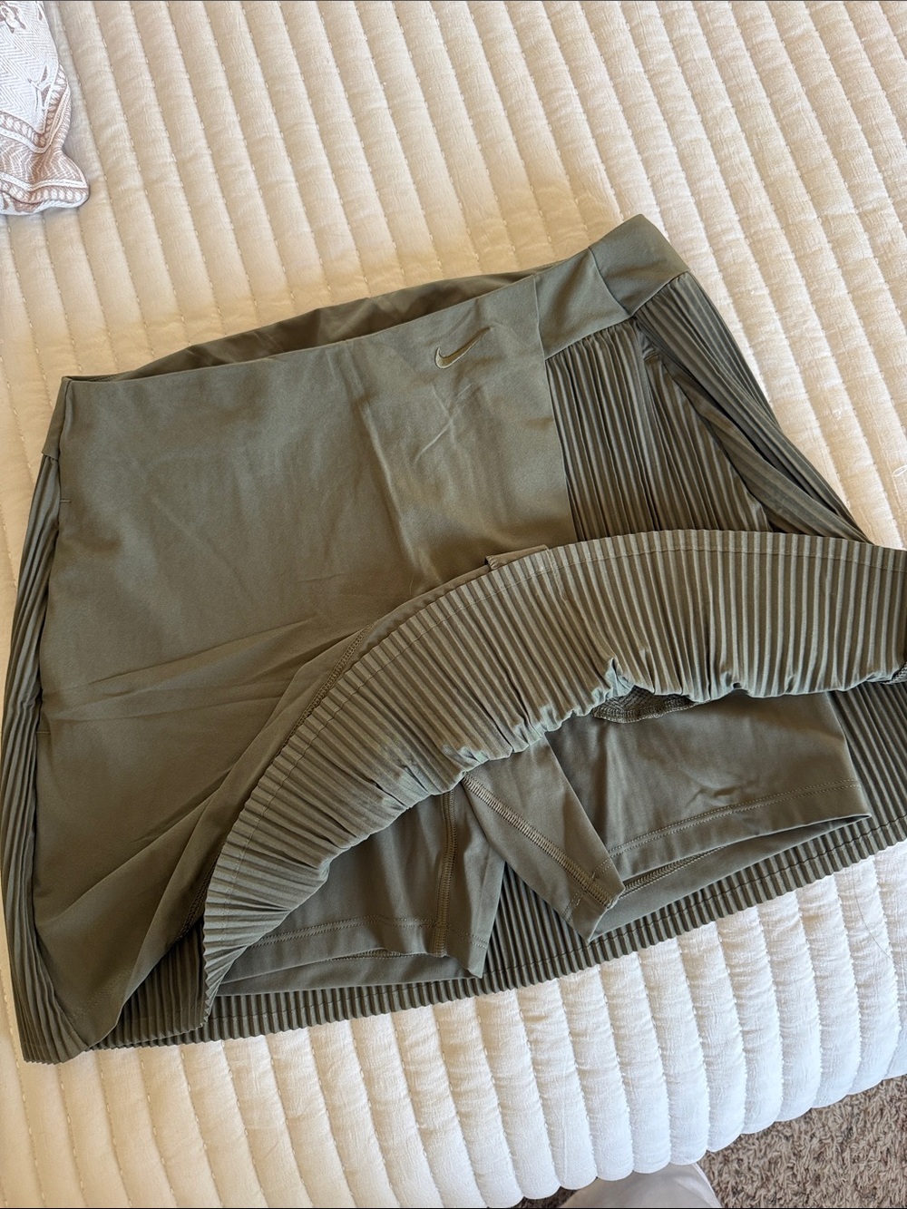 Nike Olive Green Pleated-Panel Athletic Skort - Picture 4 of 4
